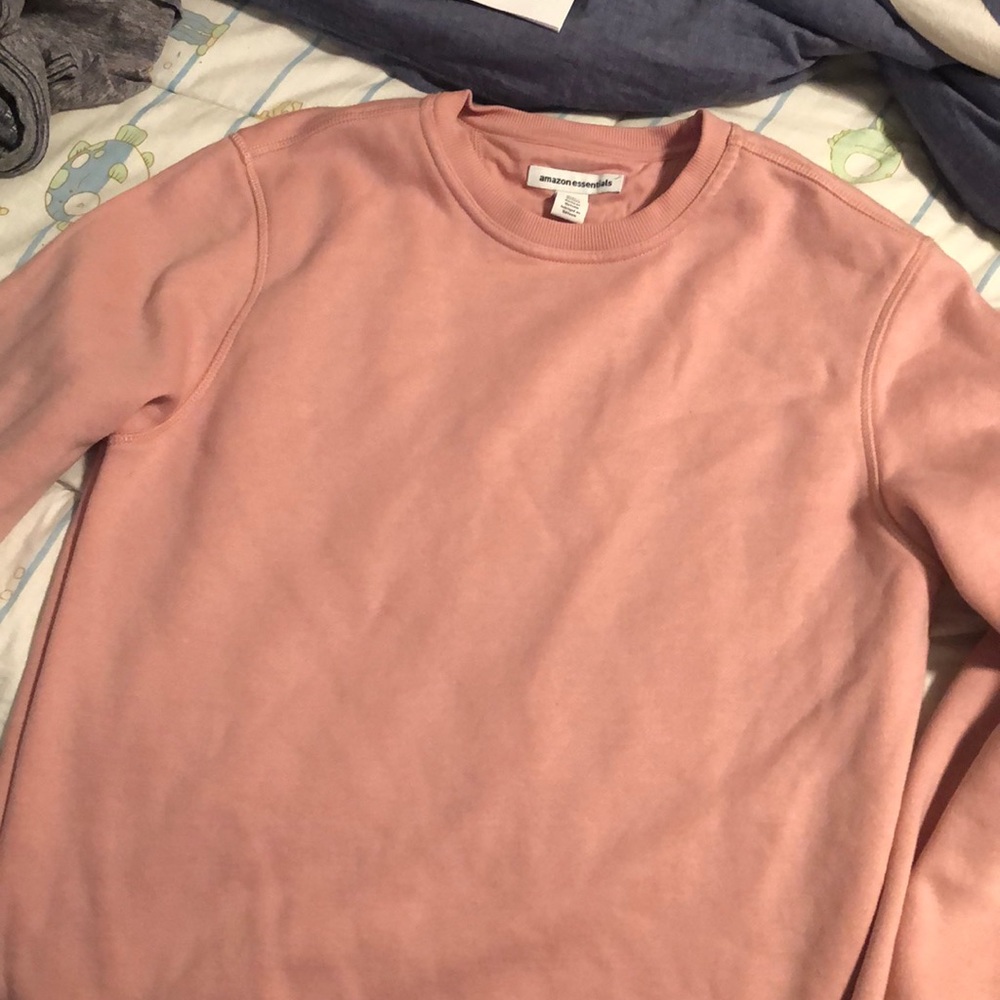 amazon essentials pink crewneck sweater